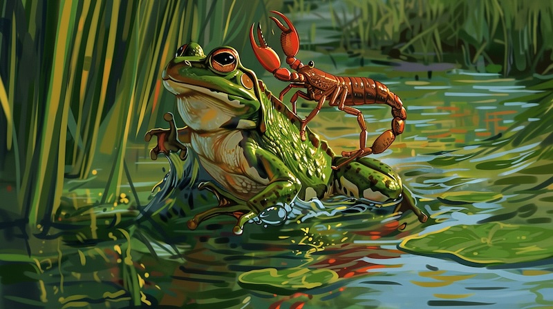 caught in a trap - scorpion and the frog